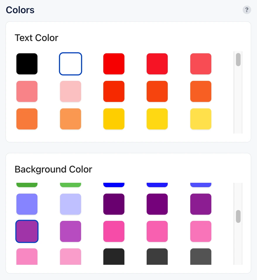 Définissez les couleurs et le fond